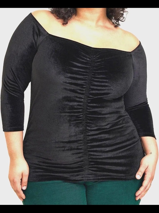 torrid Tops - NEW Torrid VELVET Shirred Off The Shoulder Top